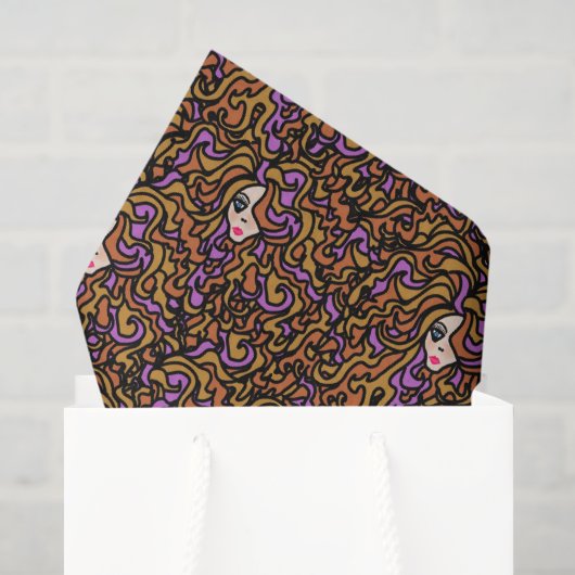 Boho Vrouw Haar Geïllustreerd Patroon Tissuepapier (Cadeauzakje)