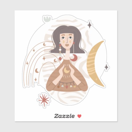 Boho vrouw houdt de abstracte kalmte neutraal van sticker (Vel)