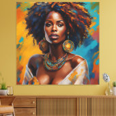 Boho-vrouw in Zonnebloem Expressieve Hippie Canvas Afdruk (Insitu (Woonkamer))