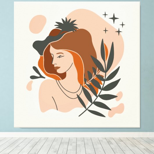 Boho Vrouw Sterren Canvas Afdruk (Insitu (Houten vloer))