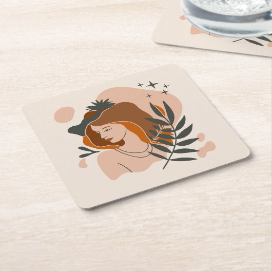 Boho Vrouw Sterren Kartonnen Onderzetters (Schuin)