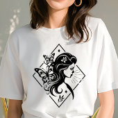 Boho Vrouw Vlinder Bloemen Geometrische Kunst Tri-Blend Shirt