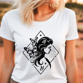 Boho Vrouw Vlinder Bloemen Geometrische Kunst Tri-Blend Shirt