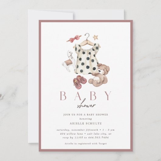 Boho Vrouwelijke Meisjes Rustiek  Baby shower Kaart (Voorkant)