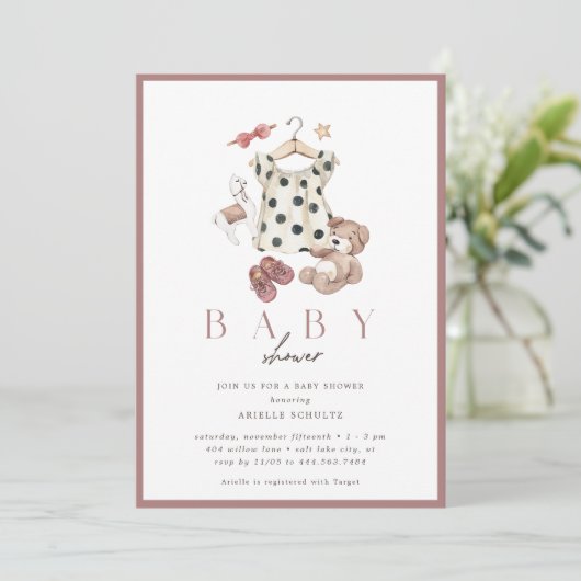 Boho Vrouwelijke Meisjes Rustiek  Baby shower Kaart (Staand voorkant)