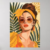 Boho  vrouwelijke zomerportretkunst poster (Voorkant)