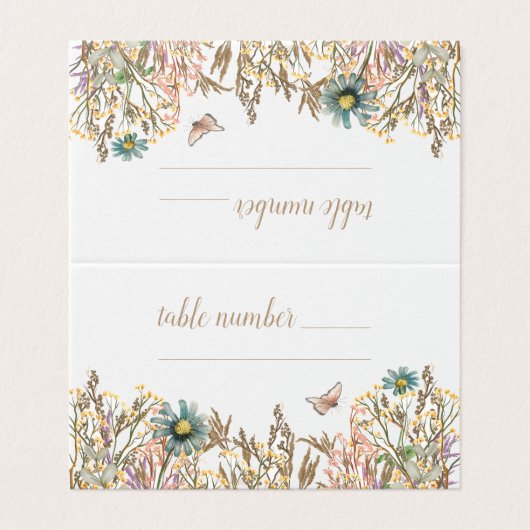 Boho-vultabelnummer Butterfly Kaart (Buitenkant ongevouwen)