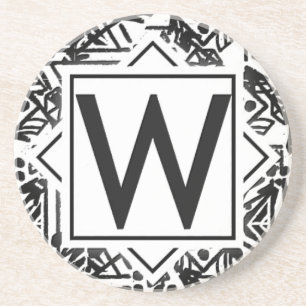 Boho W Monogram Zandsteen Onderzetter