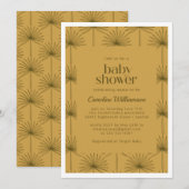 Boho waaierpalmblad botanische mosterd baby shower kaart (Voorkant / Achterkant)
