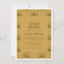Boho waaierpalmblad botanische mosterd bruidsdouch