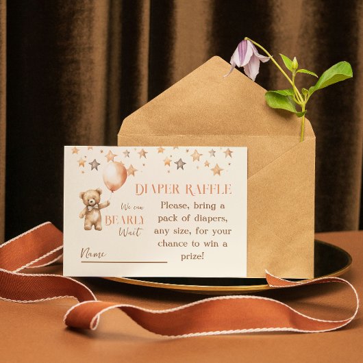 Boho wacht nauwelijks beige Beer Baby shower luier Informatiekaartje