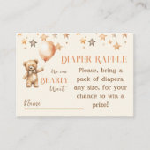 Boho wacht nauwelijks beige Beer Baby shower luier Informatiekaartje (Voorkant)