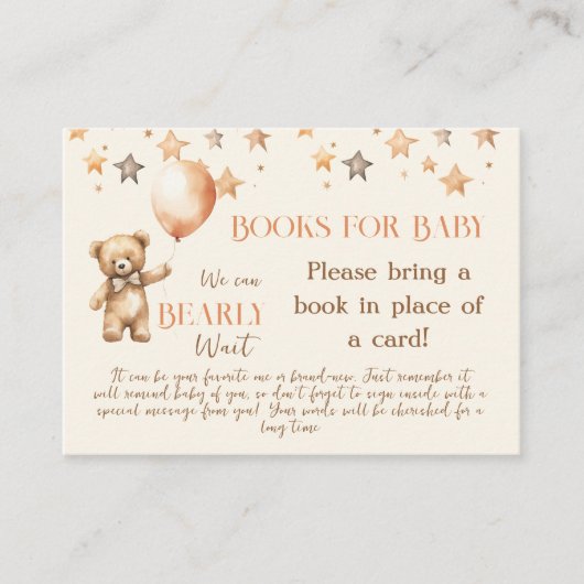 Boho wacht nauwelijks op Beige Beer Boeken voor Ba Informatiekaartje (Voorkant)