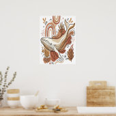 Boho Walvis Botanische Oceaan Kunst Poster (Keuken)