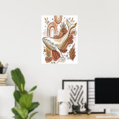Boho Walvis Botanische Oceaan Kunst Poster (Thuiskantoor)