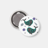 Boho Walvismagneet met Seashell-accenten Magneet (Voorkant / Achterkant)