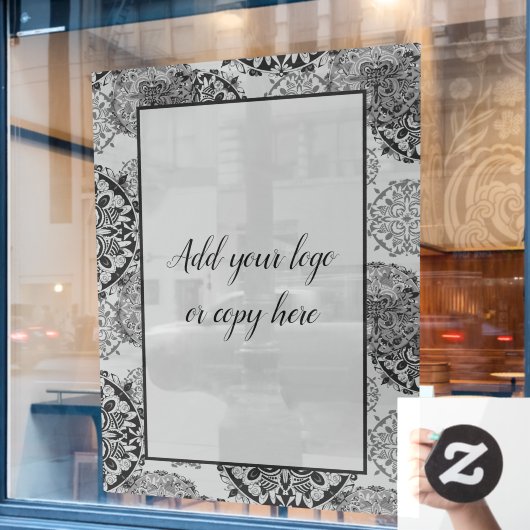 Boho Warm Grays Mandalas Ruitstickers Raamsticker (Cafe Raam)