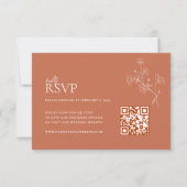 Boho Warm Sienna Terracotta Bloemen QR Code Huweli RSVP Kaartje (Voorkant)
