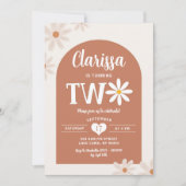 Boho Warm Tone Arch 70's Daisy Tweede Verjaardag Kaart (Voorkant)