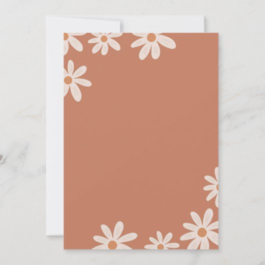 Boho Warm Tone Arch 70's Daisy Tweede Verjaardag Kaart (Achterkant)