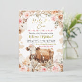 Boho Warm Tone Koe Boerderij Meisje Baby shower Kaart (Staand voorkant)