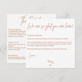 Boho Warm Wedding Welkom Card Kaart (Voorkant / Achterkant)