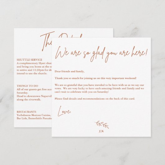 Boho Warm Wedding Welkom Card Kaart (Voorkant / Achterkant)