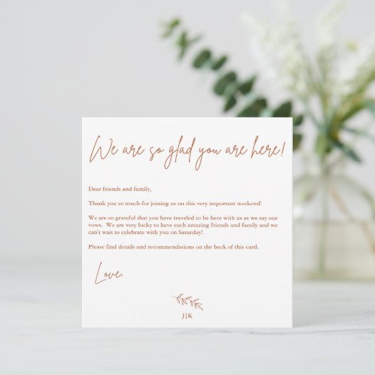 Boho Warm Wedding Welkom Card Kaart (Staand voorkant)