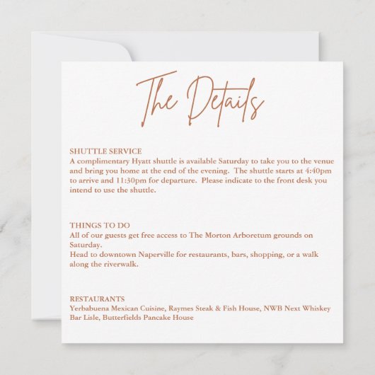 Boho Warm Wedding Welkom Card Kaart (Achterkant)