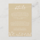 Boho warme beige wilde bloem huwelijksdetails informatiekaartje (Voorkant)