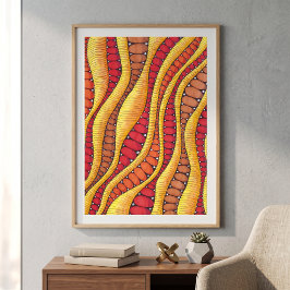 Boho warme rode oranje aardse abstracte golvende p poster