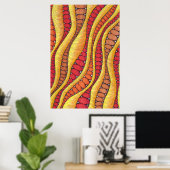 Boho warme rode oranje aardse abstracte golvende p poster (Thuiskantoor)