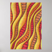 Boho warme rode oranje aardse abstracte golvende p poster (Voorkant)