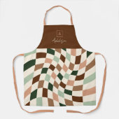 Boho Warped Checker gepersonaliseerd monogram Schort (Voorkant)