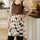 Boho Warped Checker gepersonaliseerd monogram Schort