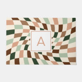 Boho Warped Checkerboard Monogram Deurmat (Voorkant)
