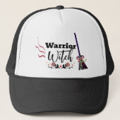 Boho Warrior Witch Floral Broomstick Black Trucker Pet (Voorkant)