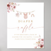 Boho Wasklijn Baby Shower Luier Raffle Bord Poster (Voorkant)