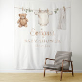 Boho waslijn Baby shower foto achtergrond Wandkleed (In situ)