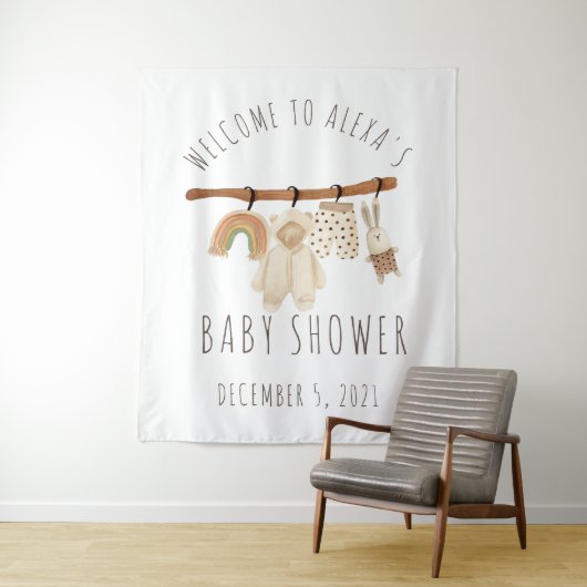 Boho waslijn baby shower welkomstbord wandkleed (In situ)
