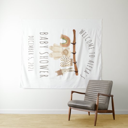 Boho waslijn baby shower welkomstbord wandkleed (In Situ (horizontaal))