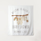 Boho waslijn baby shower welkomstbord wandkleed (Voorkant)