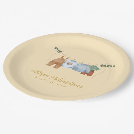 Boho waslijn jongen pastel geel Papier Bord (Gekanteld)