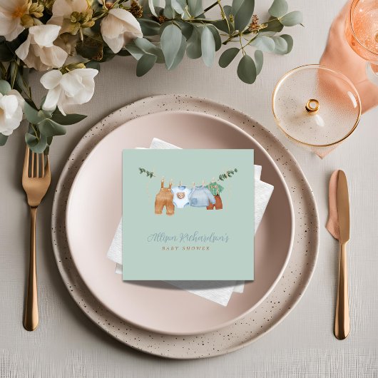 Boho waslijn jongen pastel groen Papier Servet