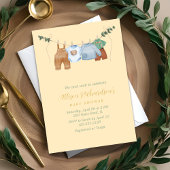 Boho waslijn jongen pastel waterverf baby shower kaart