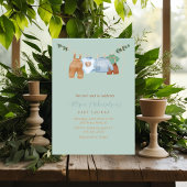 Boho waslijn jongen pastel waterverf baby shower kaart