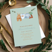 Boho waslijn jongen pastel waterverf baby shower kaart