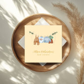 Boho waslijn jongen pastel waterverf baby shower servet
