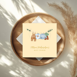 Boho waslijn jongen pastel waterverf baby shower servet