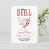 Boho waslijn roze is een meisje Baby shower Kaart (Staand voorkant)